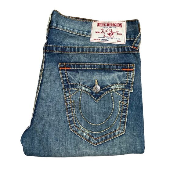 True Religion Jeans Size 36 STRAIGHT BIG T Blue - Picture 5 of 8